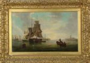 A Follower Of John Wilson Carmichael 14in. X 23in. Sunderland Harbour With Signature by John Wilson Carmichael