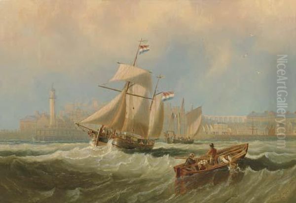 Dutch Barges Running Out Of Channel Port Thought To Be Margate - view 1