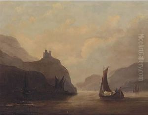 Vessels On A Tranquil Estuary by John Wilson Carmichael
