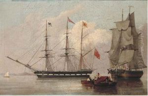 Drifting Into Harbour Past An Armed Merchantman by John Wilson Carmichael