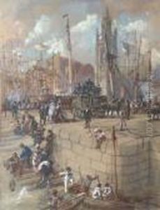 A Funeral Cortege Waiting At The Quayside by John Wilson Carmichael