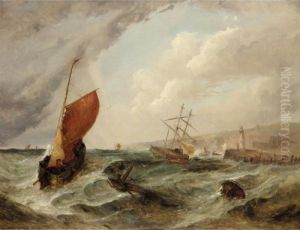 Shipping In Choppy Seas by John Wilson Carmichael
