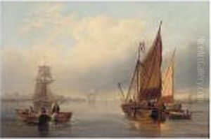 French Fishing Vessels Heading Out To Sea by John Wilson Carmichael