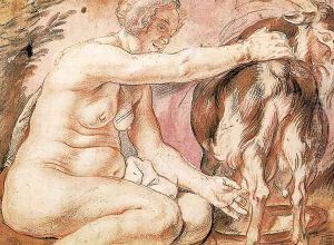 Adrastea milking a goat Amalthea