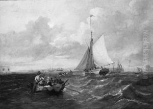 Ferrying Across The Harbour Mouth At Portsmouth by John Wilson Carmichael