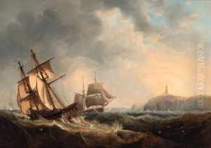 Trading Brigs Passing In The 
Channel Off Flamborough Head; Andshipping Becalmed In The Humber Off 
Spurn Point by John Wilson Carmichael