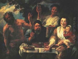 Satyr with Peasants by Jacob Jordaens