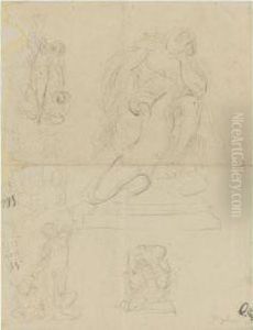 Three Sheets Of Studies, Including An Annunciation And Studies For
A Sculpture Depicting Count Ugolino
