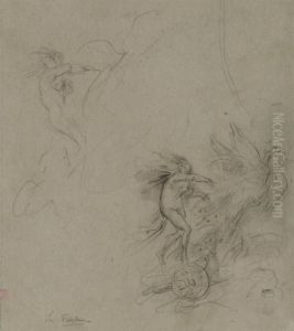 Femme Debout Sur Un Chariot Guidee Par Un Oiseau