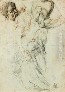 Une Feuille D'etudes : Deux Tetes by Jean-Baptiste Carpeaux