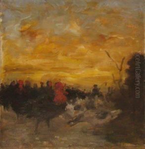 Turkeys In A Landscape, C. 1860 by Jean-Baptiste Carpeaux