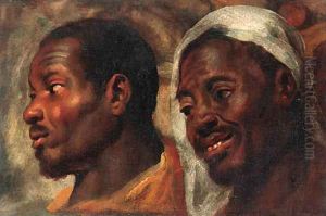 Head studies of two African men by Jacob Jordaens