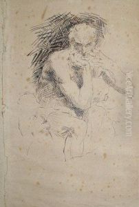 Study Of A Seated Male Nude by Jean-Baptiste Carpeaux
