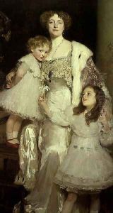 Portrait of Mrs. Alfred Mond, later Lady Melchett, and her two daughters, Mary and Nora by Solomon J Solomon