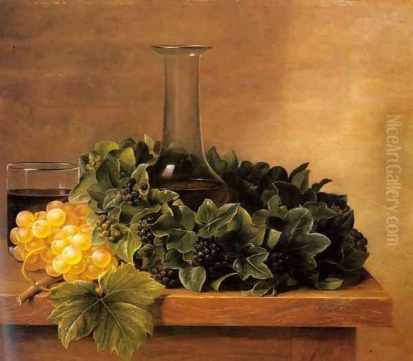 A Still Life with Grapes and Wine on a Table - view 1