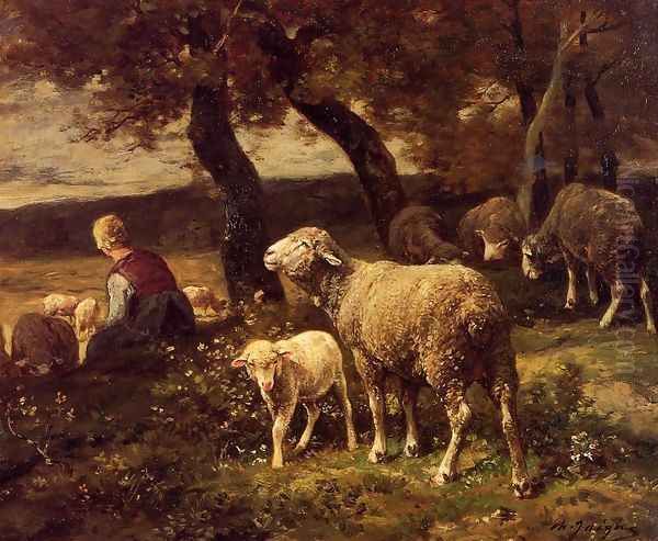 Shepherdess and Sheep - view 1