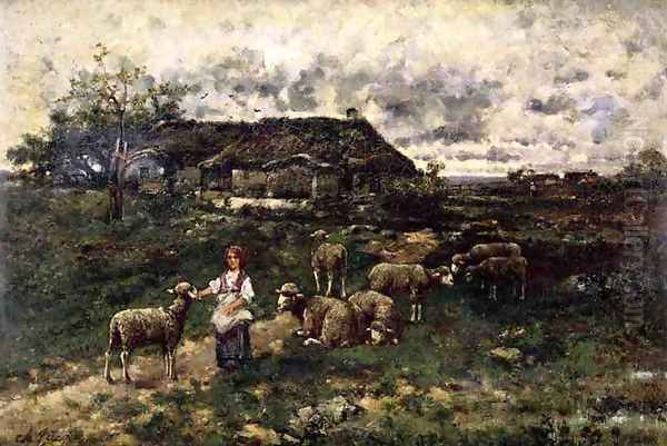 A Shepherdess and Her Flock - view 1