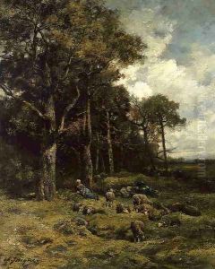 The Shepherdess by Charles Emile Jacque