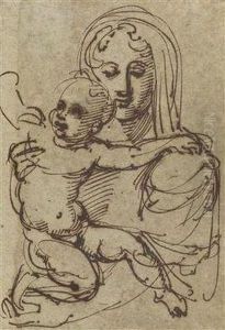 Astudy Of The Virgin And The Child by Annibale Carracci