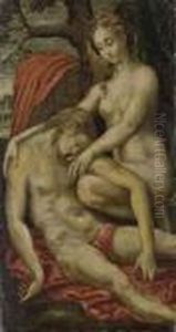 Apparition De La Vierge A Un Saint Franciscain by Annibale Carracci