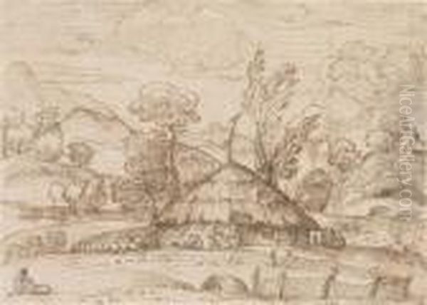 Bergige Landschaftmit Bauernhaus - view 1