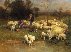 Guarding the Flock by Charles Emile Jacque