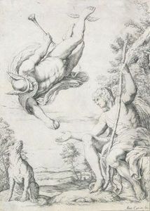 Merkur Reicht Paris Den Goldenen Apfel by Annibale Carracci