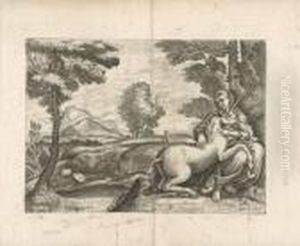 Jeune Fille Caressant Une Licorne. Jeune Fille Caressant Une Licorne.