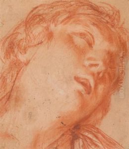 Head Study Of Enraptured Jung Woman. by Annibale Carracci