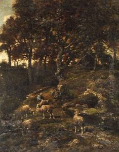 Shepherd and his Flock by Charles Emile Jacque