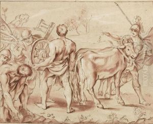 Romulus And Remus Establishing Rome's Boundaries by Annibale Carracci