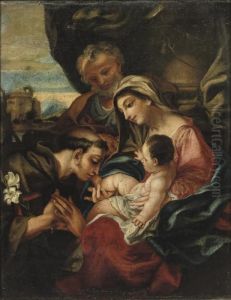 The Holy Family With Saint Anthony Of Padua by Annibale Carracci