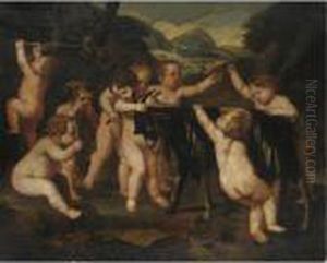 Scena Con Putti Che Giocano Con Un Capra by Annibale Carracci