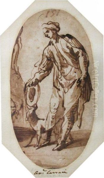 A Man With A Greyhound - view 1