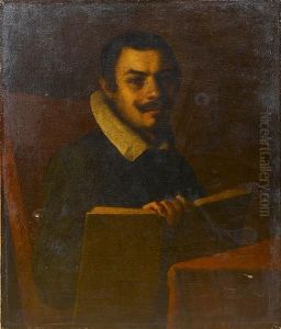 Portrait Of A Gentleman, Half-length, Seated At A Draped Table And Holding A Book