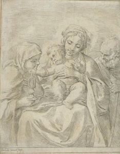 Heilige Familie Mit Der Hl. Clara
 Von Assisi. by Annibale Carracci