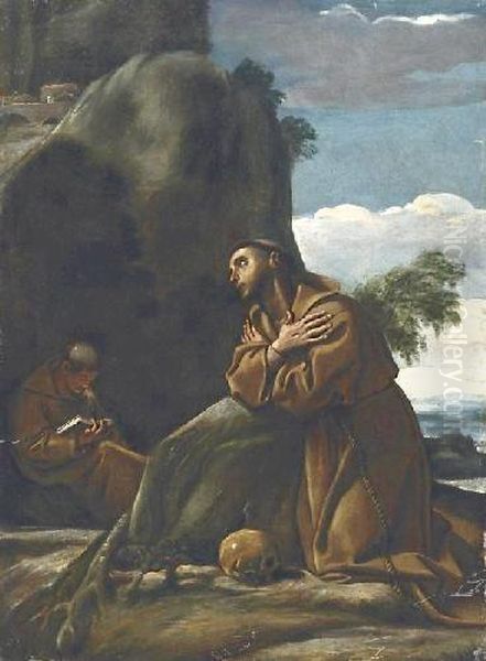 Saint Francis In Front Of Acliff Landscape - view 1