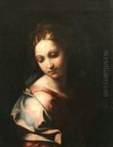 Saint In Rose Colored Dress by Annibale Carracci
