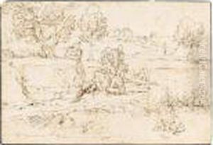 Figures Resting In A Landscape by Annibale Carracci