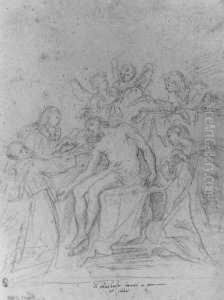 Der Auferstandene Christus Von Heiligen Umgeben. by Annibale Carracci