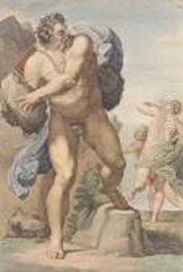 Polyphemus Hurling A Rock At Acis And Galatea by Annibale Carracci