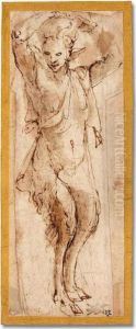 Study Of A Standing Satyr In The Pose Of A Caryatid by Annibale Carracci