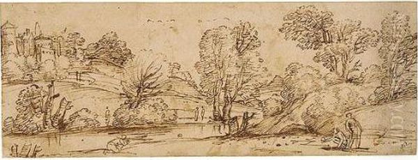 Landscape With Men Bowling - view 1