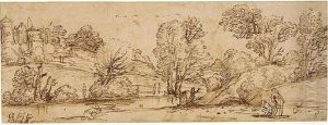 Landscape With Men Bowling by Annibale Carracci
