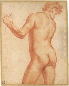 Three-quarter-length Study Of A Male Nude, Seen From Behind, Holding A Rope by Annibale Carracci