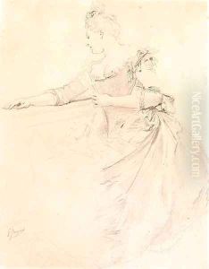 An elegant lady looking over a balcony
