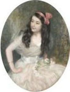 Femme A La Robe Blanche Et Au Noeud Rose Femme A La Robe Blanche Et Au Noeud Rose