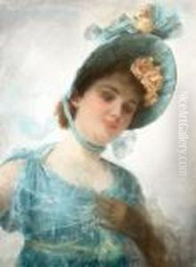 The Summer Bonnet by Pierre Carrier-Belleuse