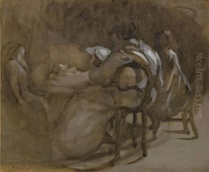 Femmes Et Enfants Autour D'une Table by Eugene Carriere