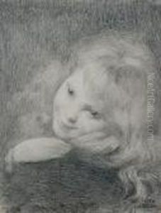 Portrait De Jeune Fille by Eugene Carriere